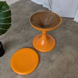 Orange Vintage Mushroom Stool “Jurček” by Meblo, 1960s – Space Age Retro