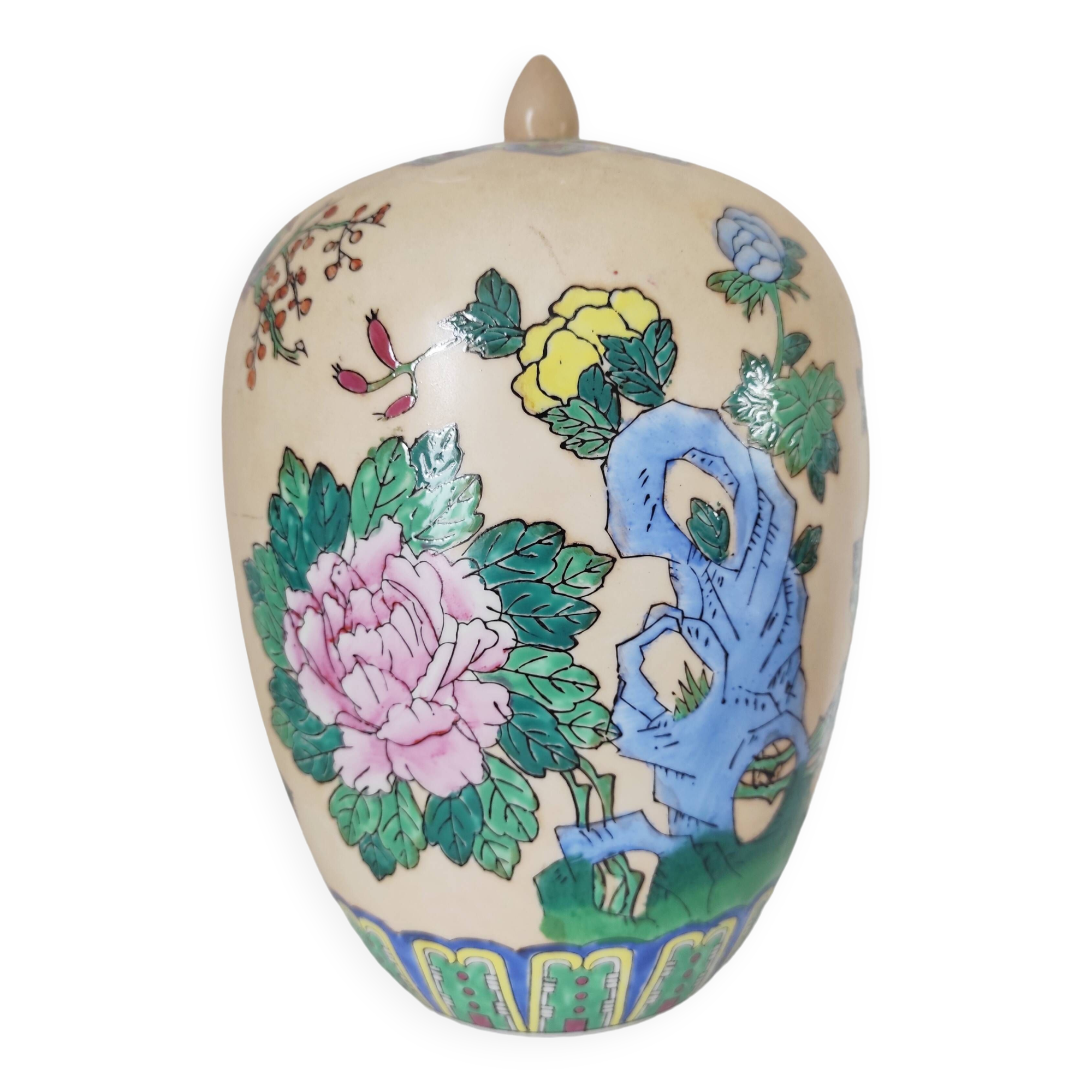 Vase chinois décor de fleurs