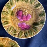 Set of four old Sarreguemines barbotine plates