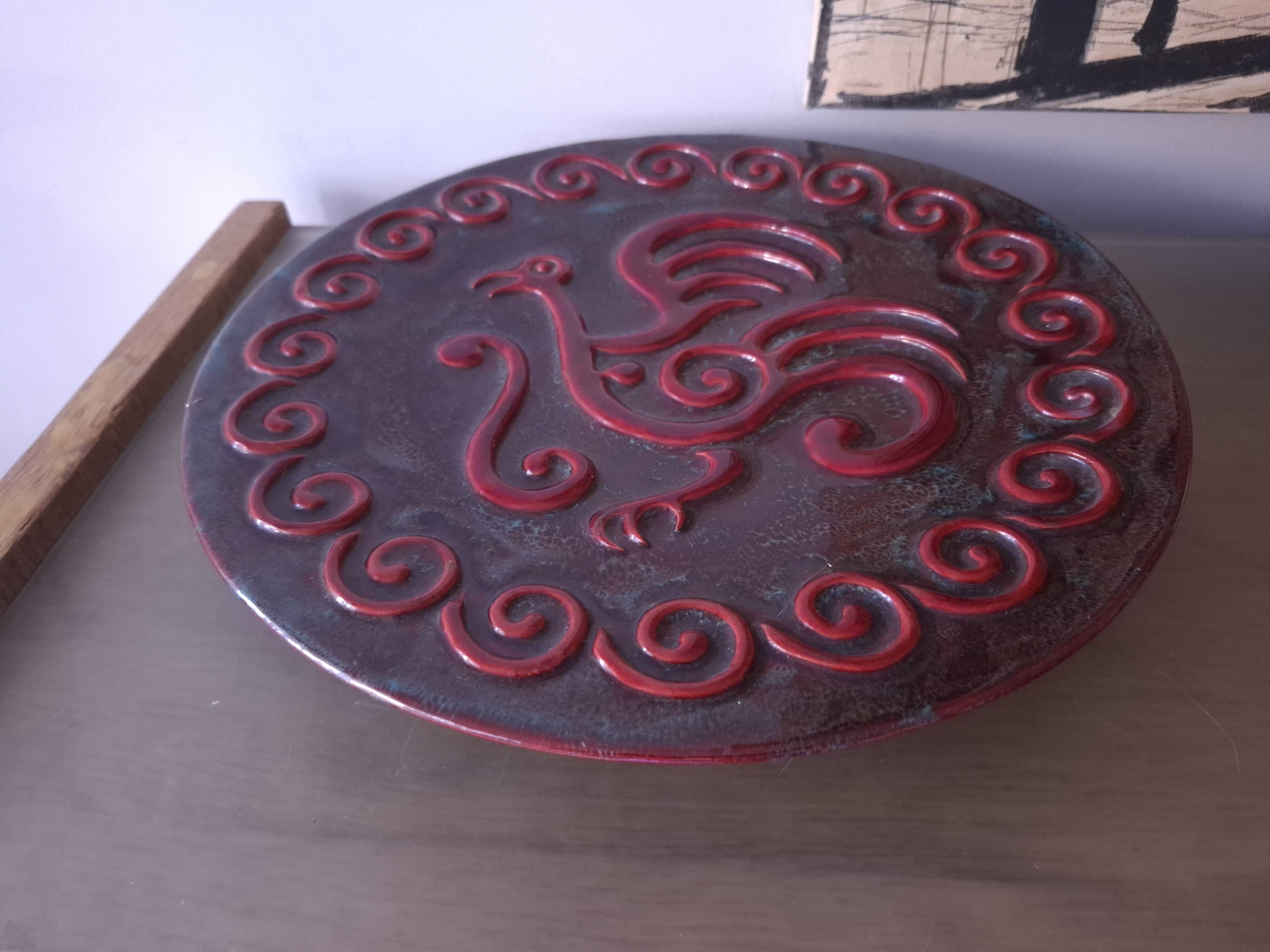 Ceramique annees 50's decor d'oiseau