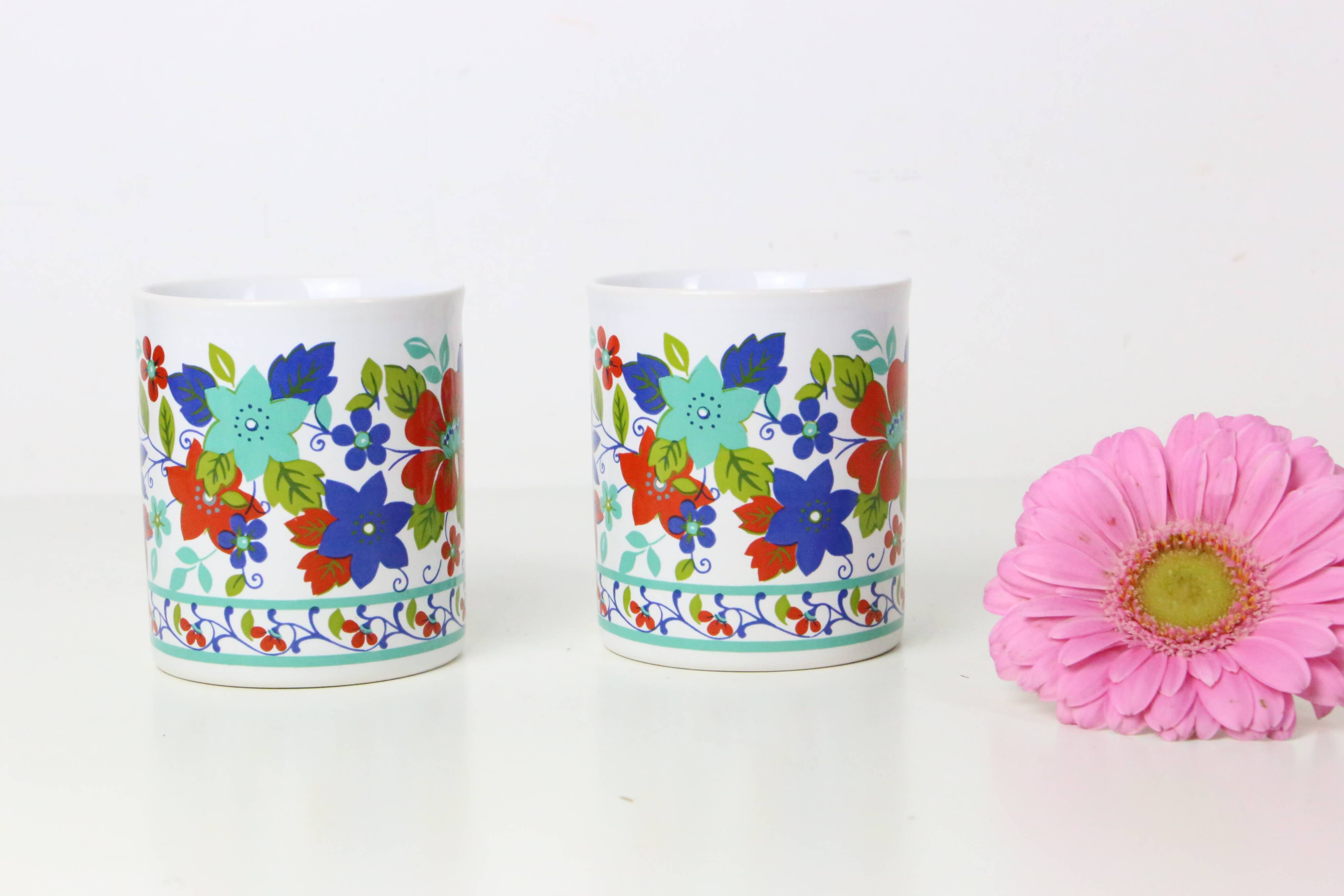 pair of Kiln Craft mugs, English pottery, Staffordshire, Made in England, vintage