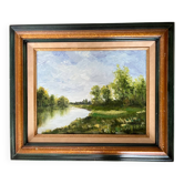 Tableau : Huile sur toile - paysage lacustre