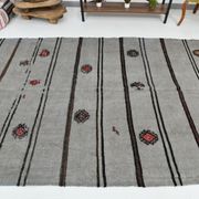 6x12 Gray & Black Modern Hemp Rug, 184x379Cm
