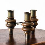 Tripod candle holder in wood and brass, Germany, 1960s/70s