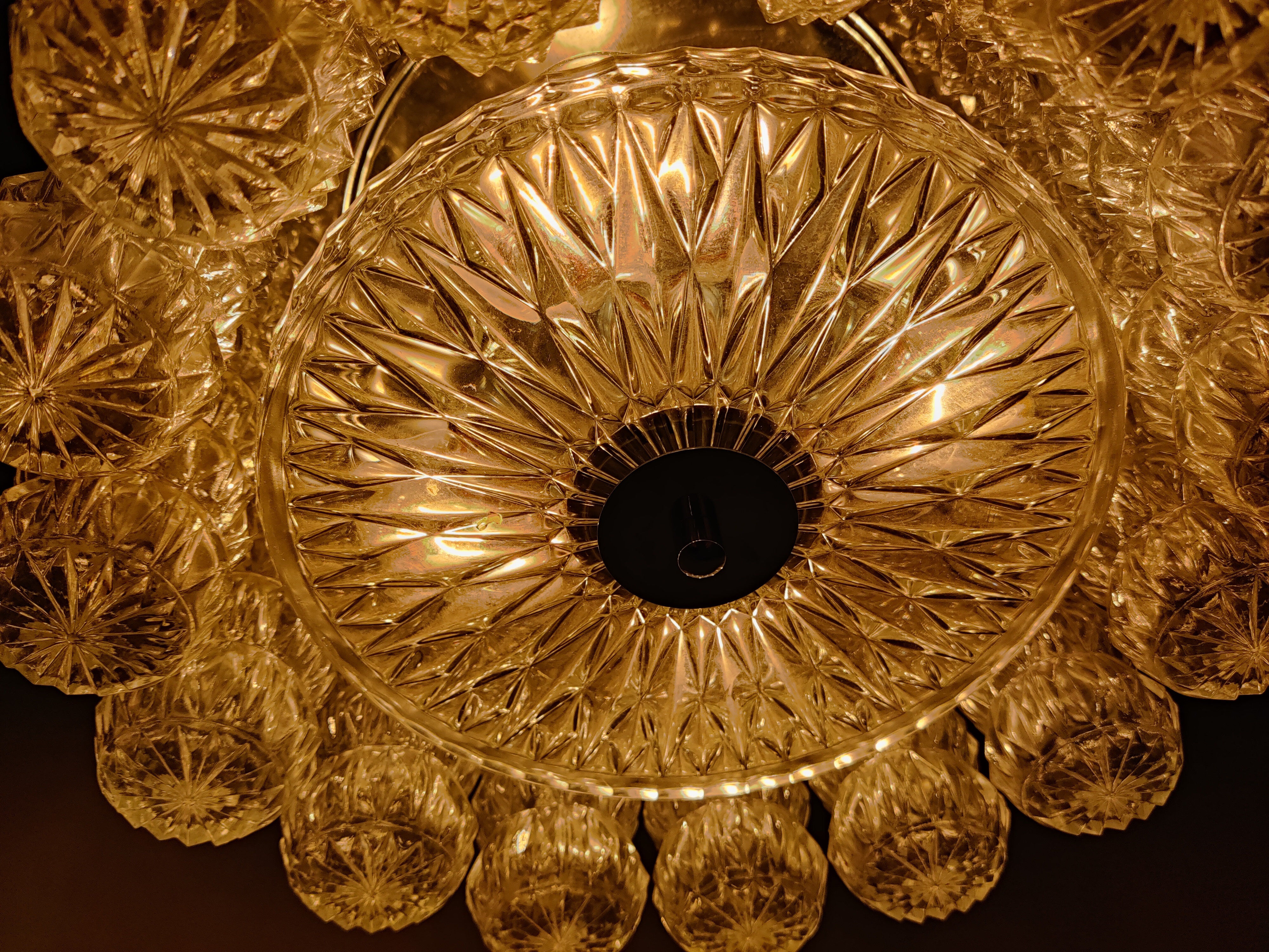 Mid century glass and chrome chandelier, 1960s