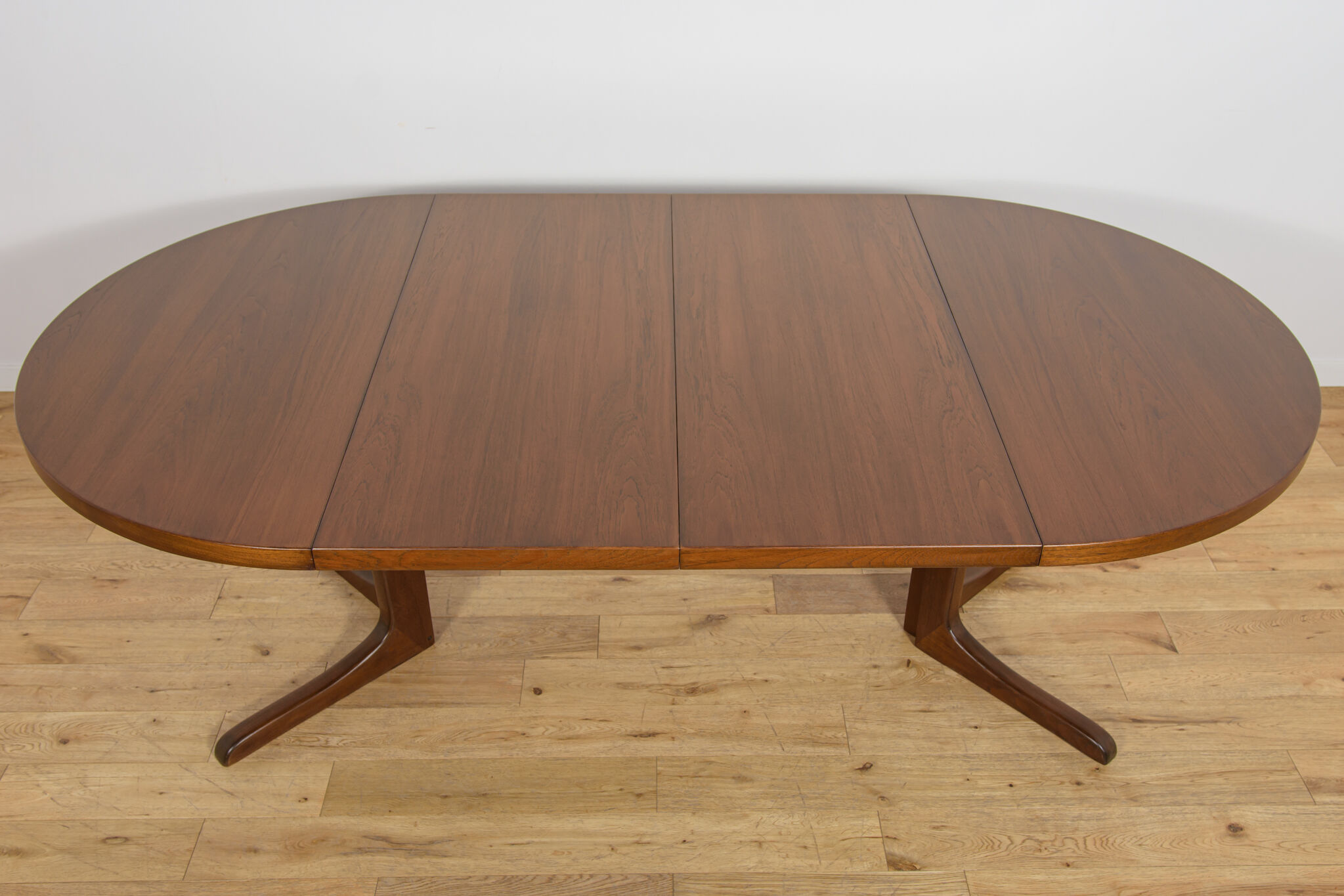 Table à manger ronde en teck extensible des années 1960, Danemark