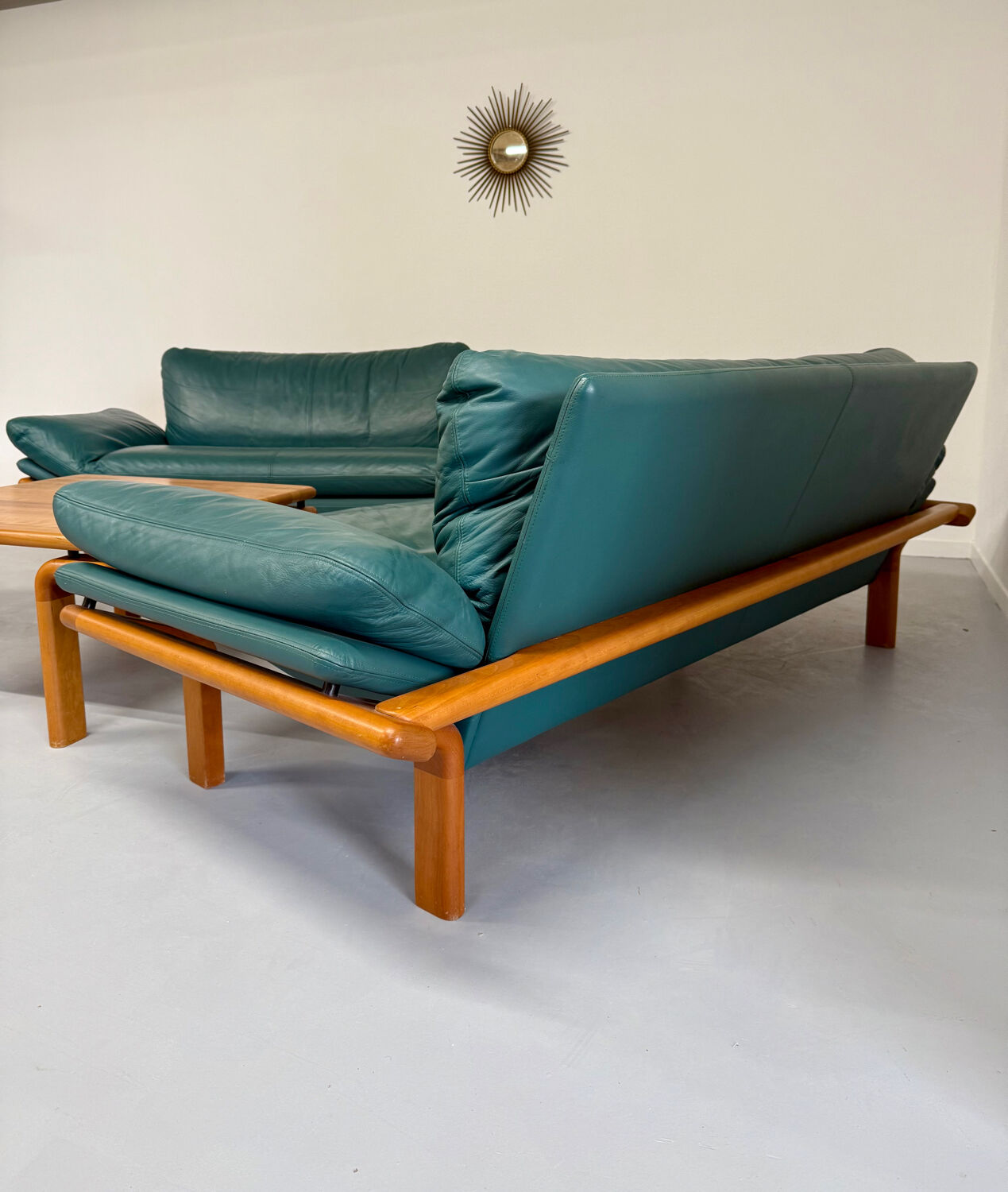 Salon complet canapé cuir teck design scandinave Komfort Danish