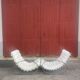 Paire de rocking chair vintage chrome et cuir