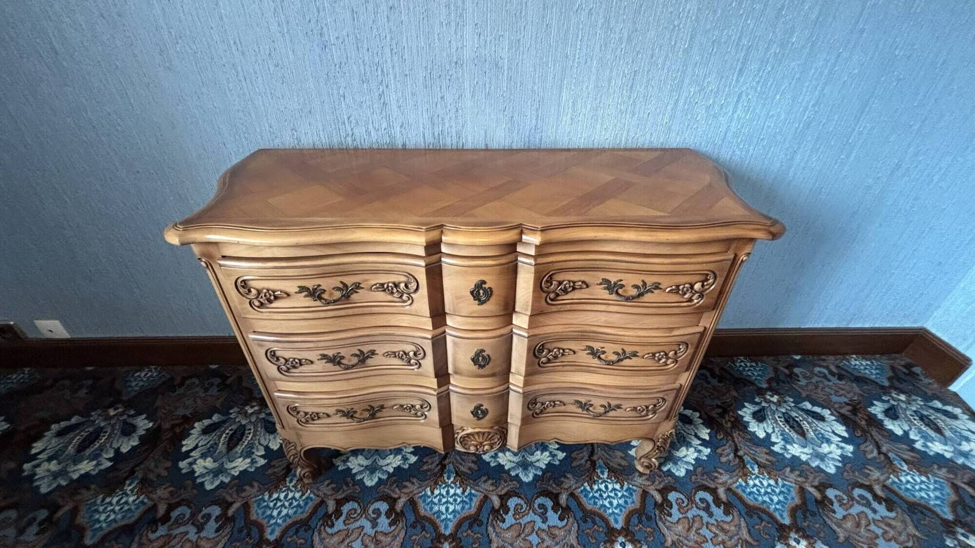 cherry wood commode in Louis XV style