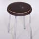 Small Bauhaus Round Leather & Chrome Stool by Robert Sezák, 1940s