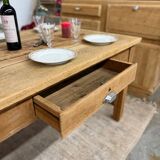 Antique solid oak craft table with drawers