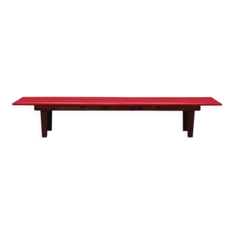 Bench red eco-leather, Danish design, 90's