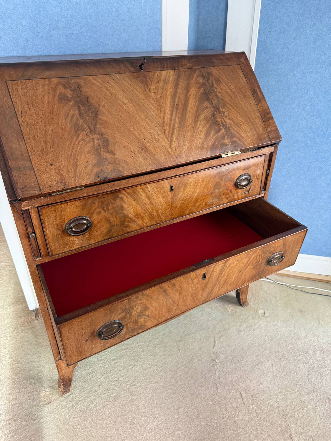 Solid wood secretary with 3 large drawers
