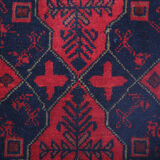 Handmade afghani rug, oriental wool carpet 48x100cm