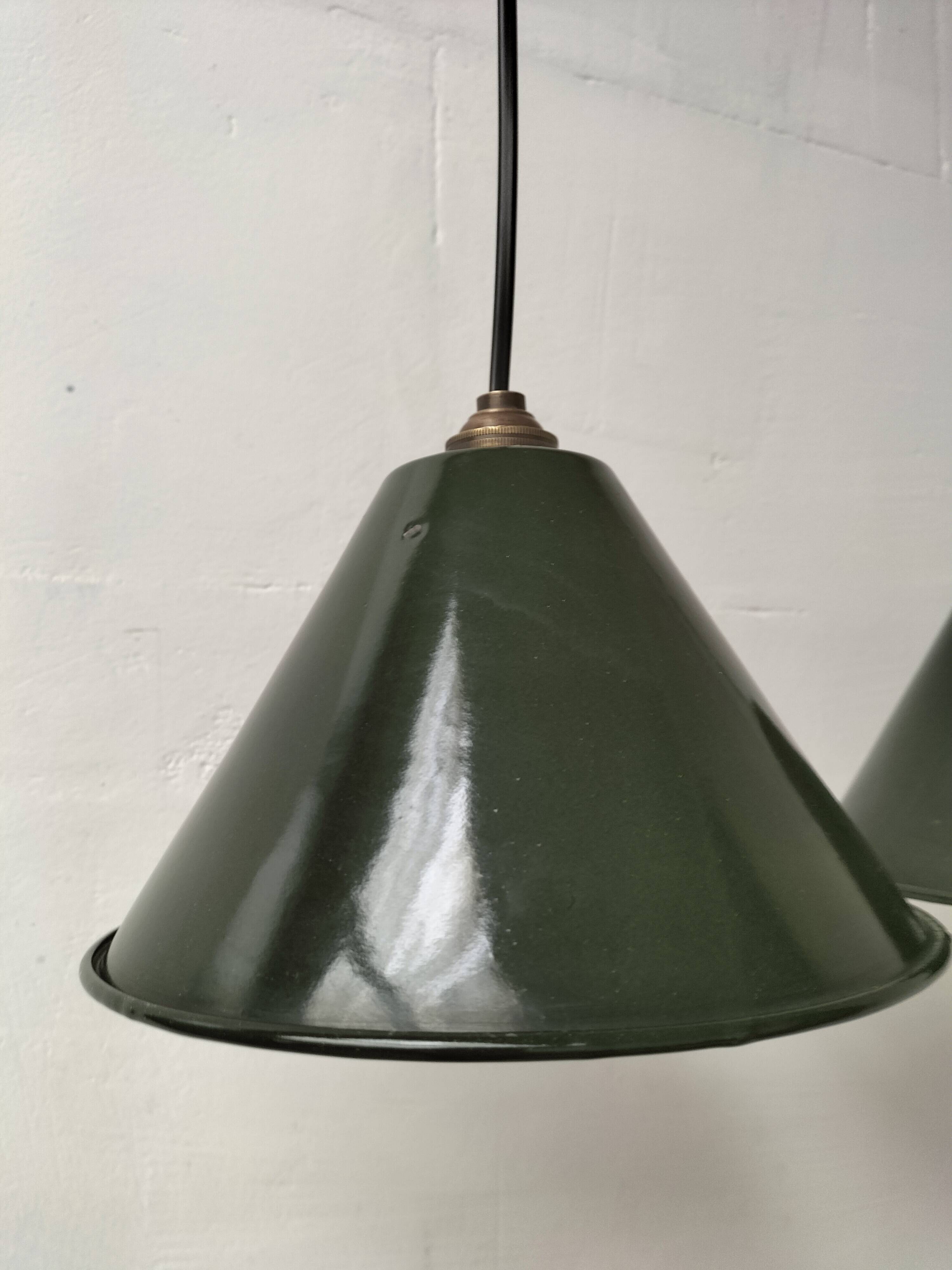 Enamelled sheet metal cone pendants