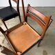 Set of 6 Scandinavian design chairs in solid teak and black Skai.