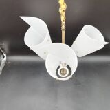 3-light chandelier in brass and plastic, 1960