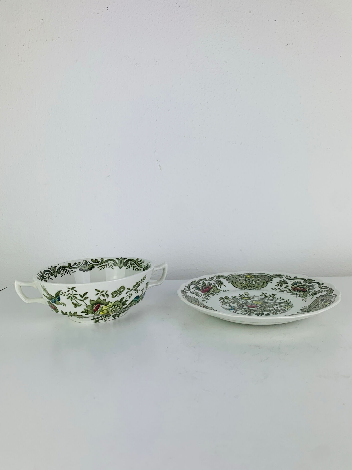 10 tasses à thé/café modèle Windsor par Ridgway, faïence anglaise