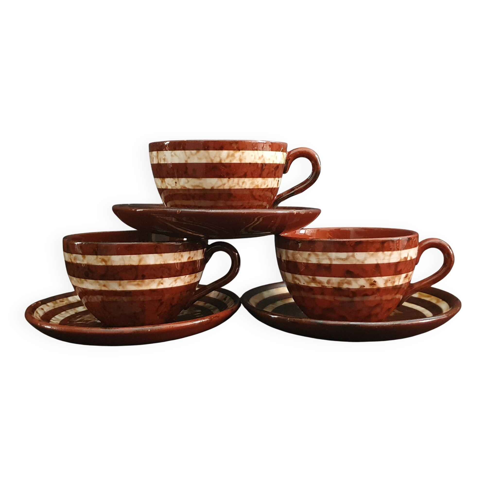 "Mary" Sarreguemines trio of cups