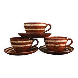 "Mary" Sarreguemines trio of cups