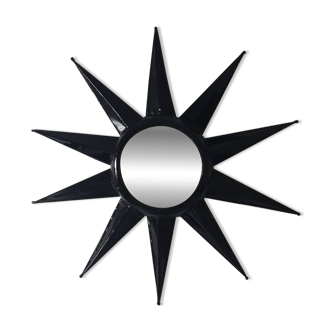 Antique metal star wall mirror black