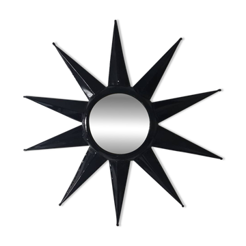 Antique metal star wall mirror black