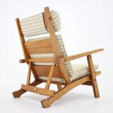 Hans J. Wegner Oak Reclining Lounge Chair Model AP71, Denmark 1968