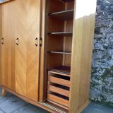 Light oak sliding door wardrobe, 1960