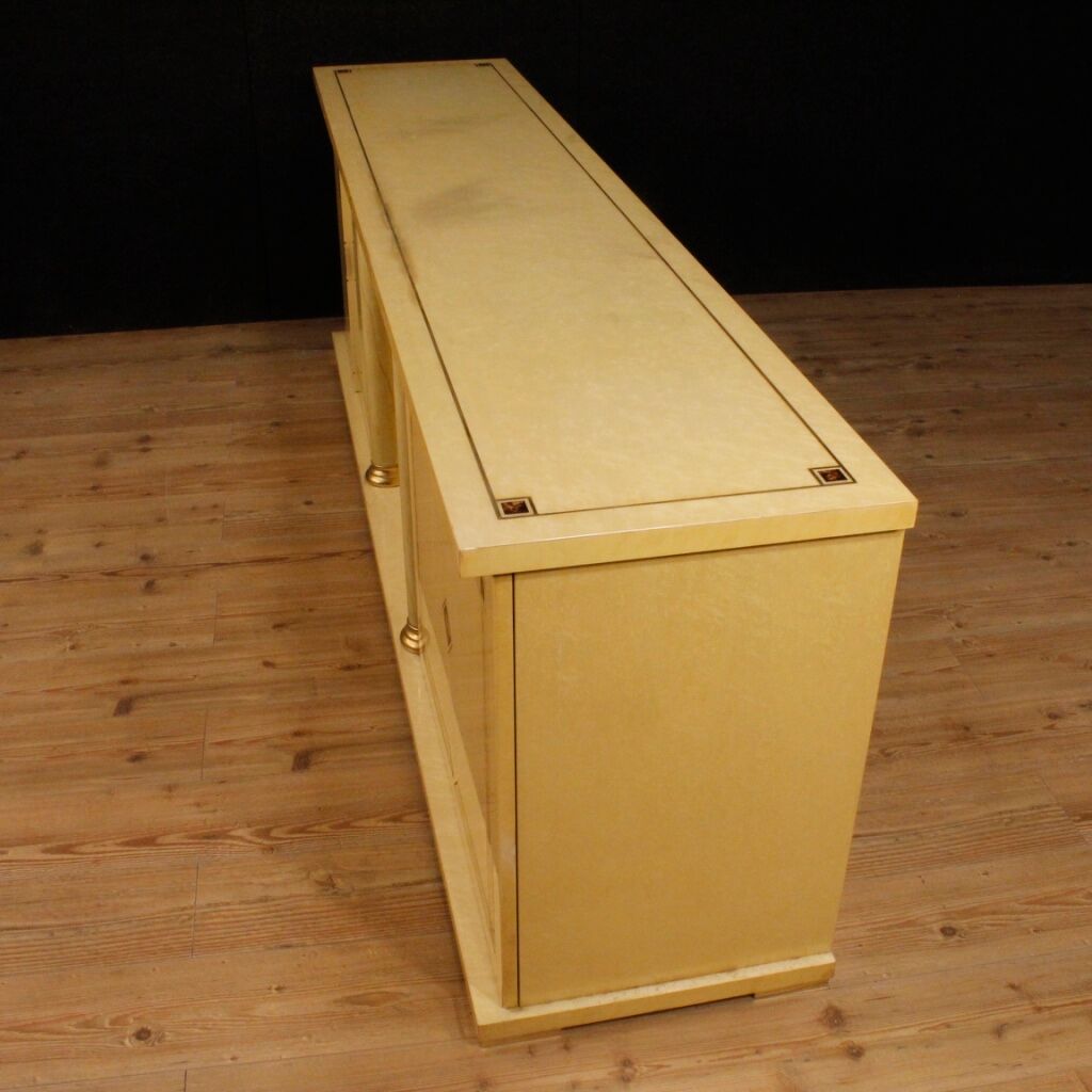 Buffet Italien en bois exotique et laiton