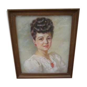Portrait de femme par G.Sassier école de Crozant 1949