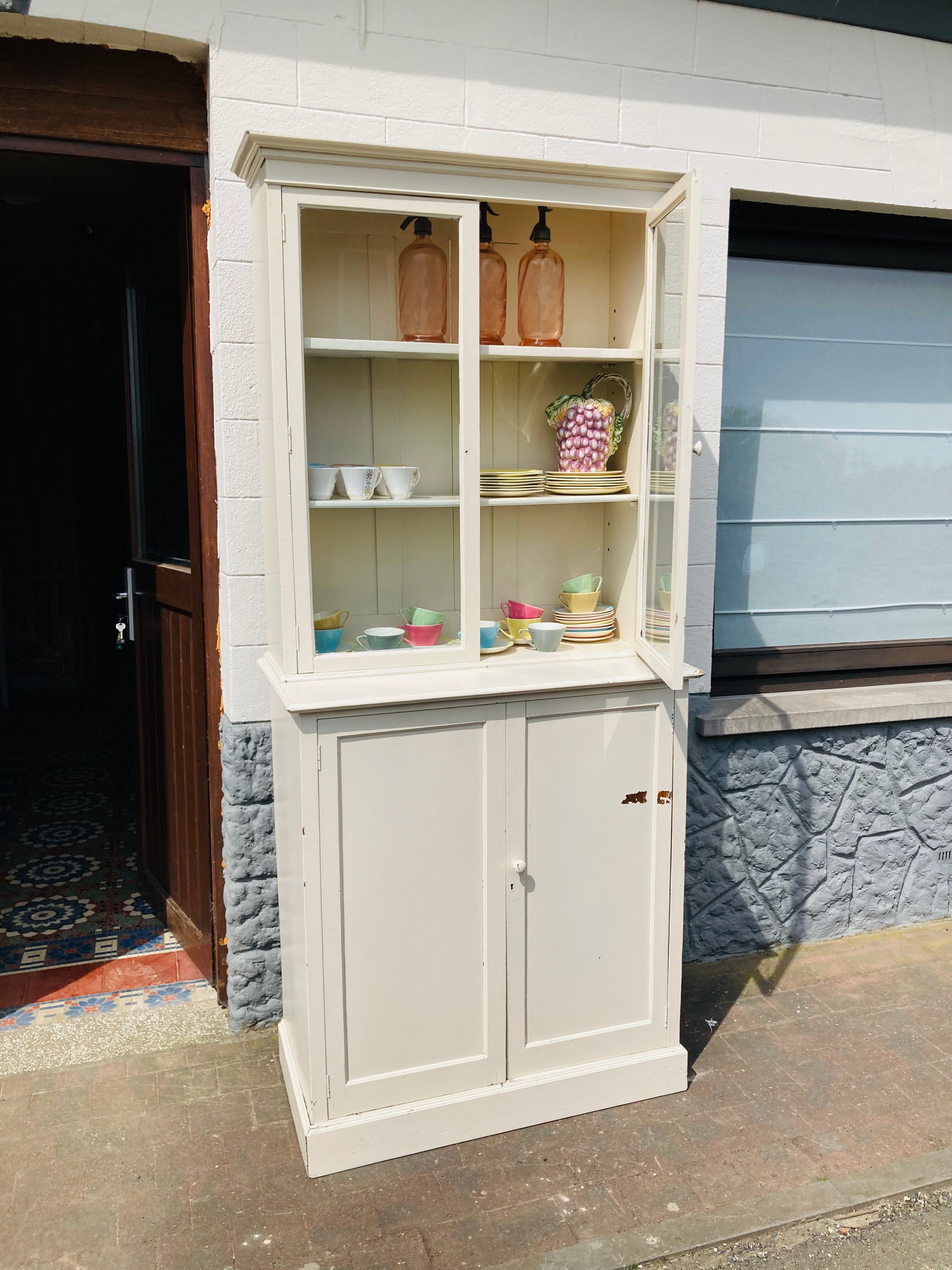 White patina glazed sideboard
