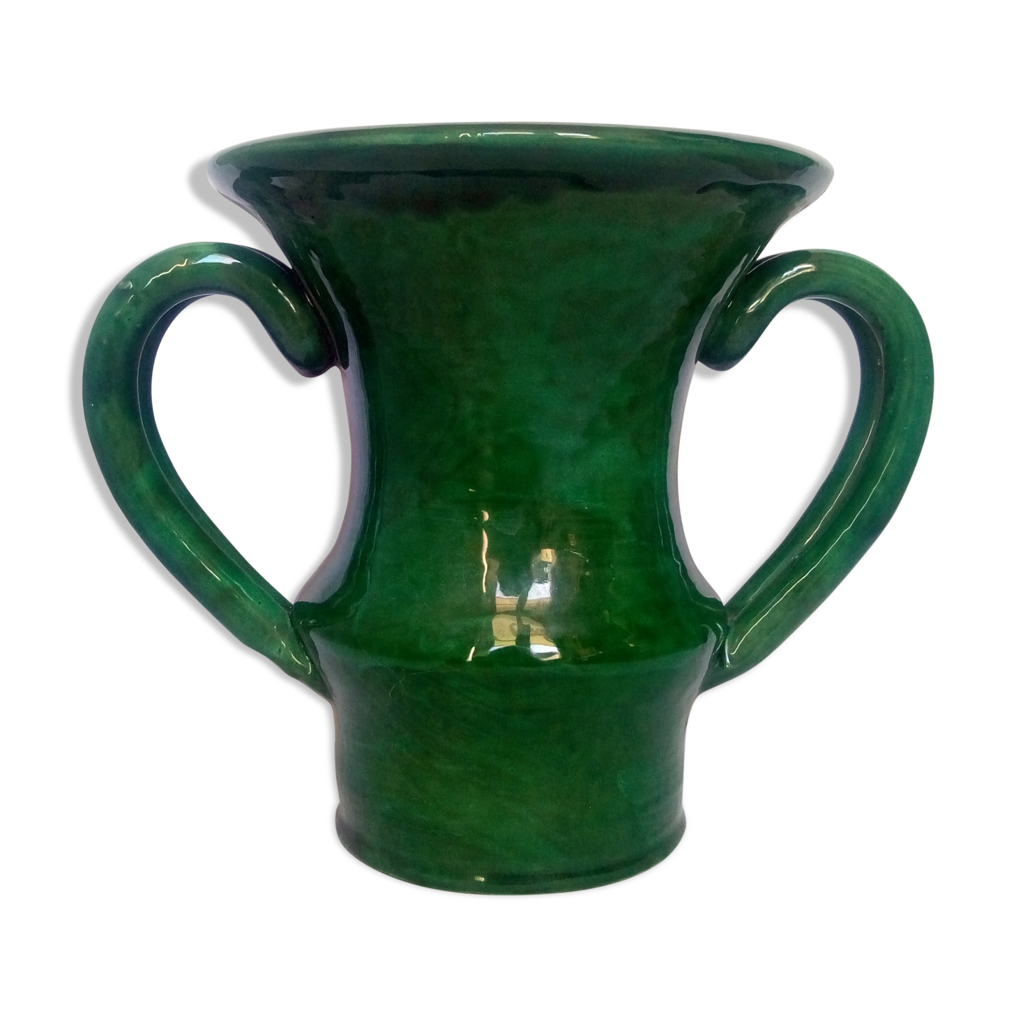 Jean Austruy enamelled green vase
