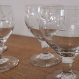 Set of 7 finely engraved vintage wine glasses