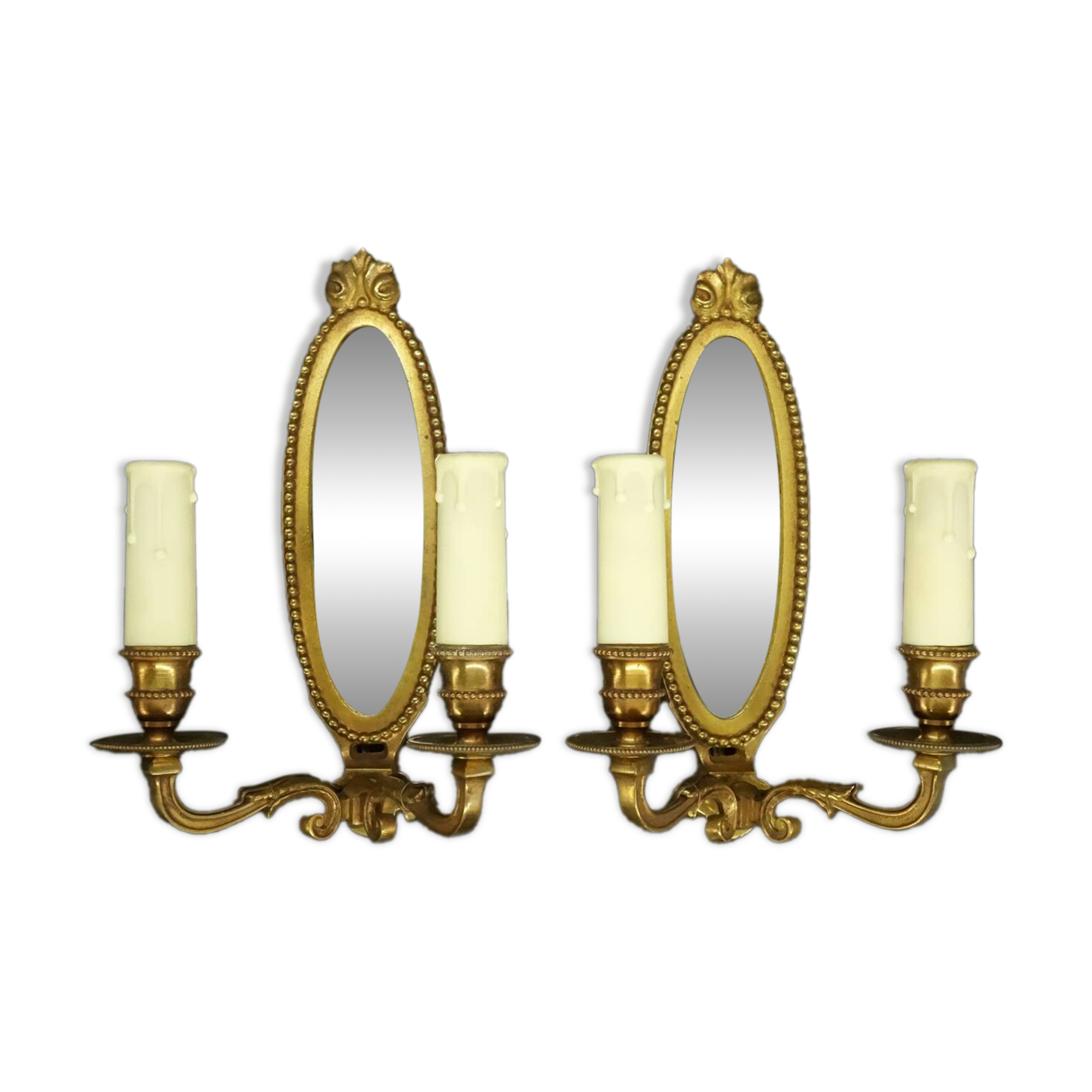 Paire d'appliques-miroirs style Louis XVI - bronze