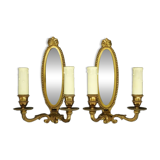 Paire d'appliques-miroirs style Louis XVI - bronze