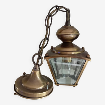 Vestibule lantern/suspension 4 sides beveled glass and brass