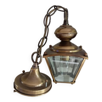 Vestibule lantern/suspension 4 sides beveled glass and brass