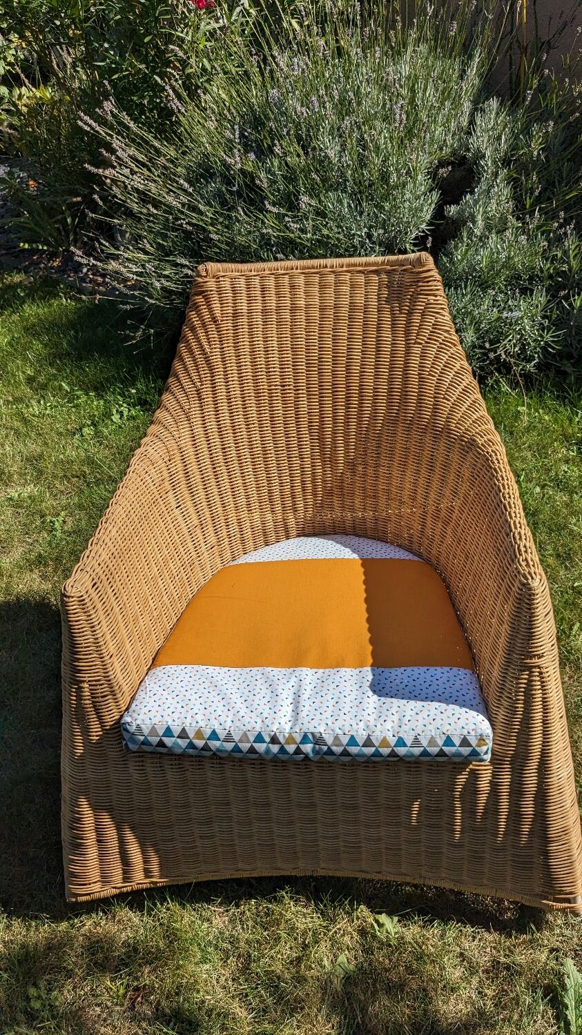 Wicker and rattan rocking chair