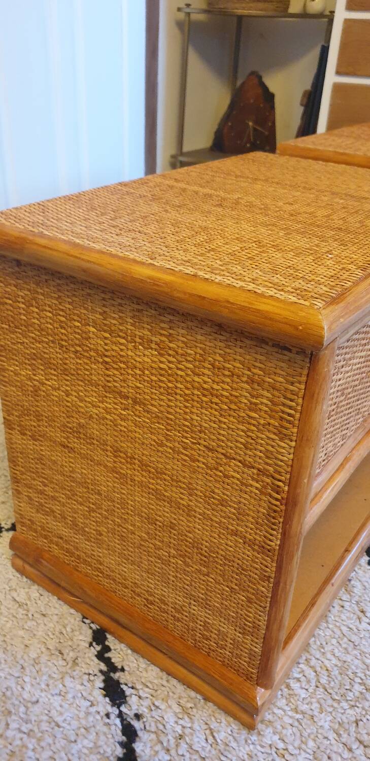 Pair of rattan bedside tables