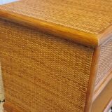 Pair of rattan bedside tables