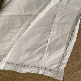 White cotton pillowcase with embroidery and monogram from the 1960s.