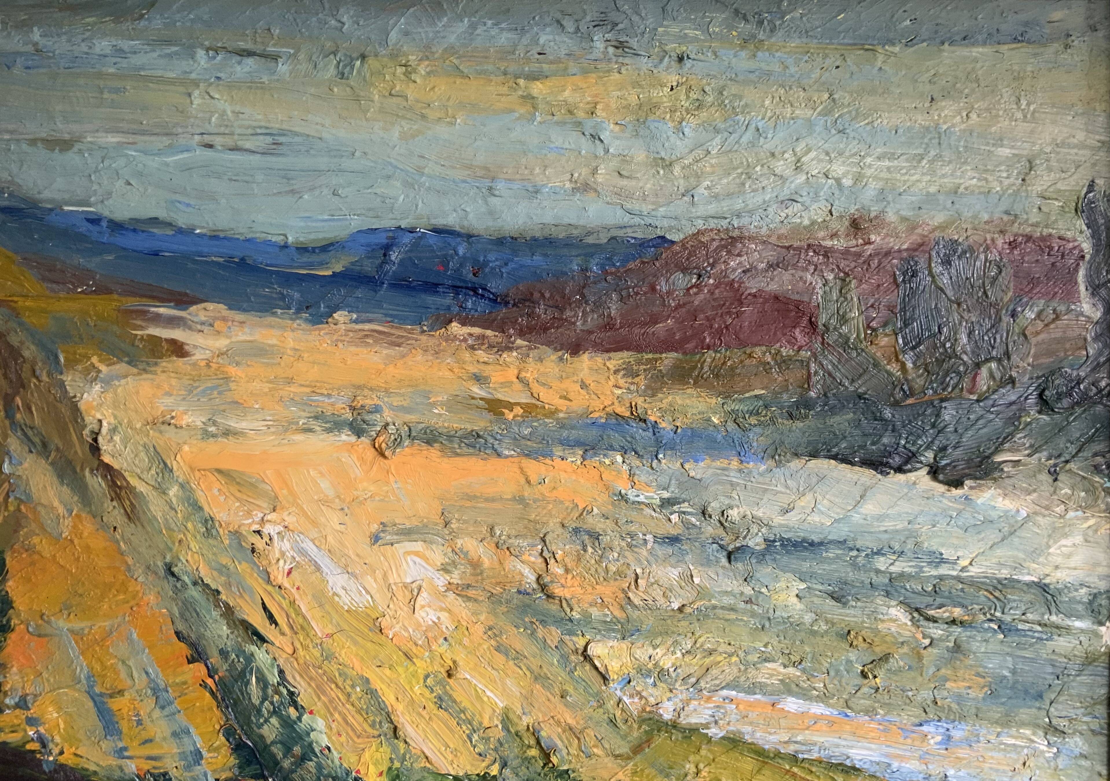 Vintage Modernists Oil Painting Autumn Landscape by Aksel 1960s