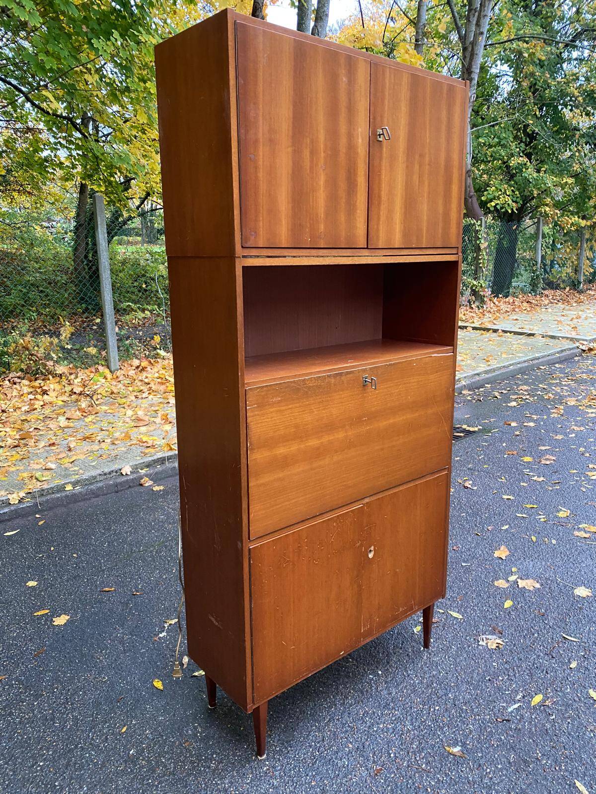 Vintage Scandinavian oak secretary desk, 1950s
