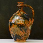 Very Decorative Water Jug Glazed Teimel Istvan Obanya Boros kancso pottery