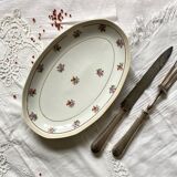 Oval serving dish M and S Berry small flowers and gilding old Limoges porcelain ACC-7108