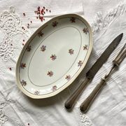 Oval serving dish M and S Berry small flowers and gilding old Limoges porcelain ACC-7108