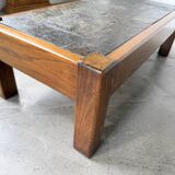 Table basse en chêne et ardoise 1950