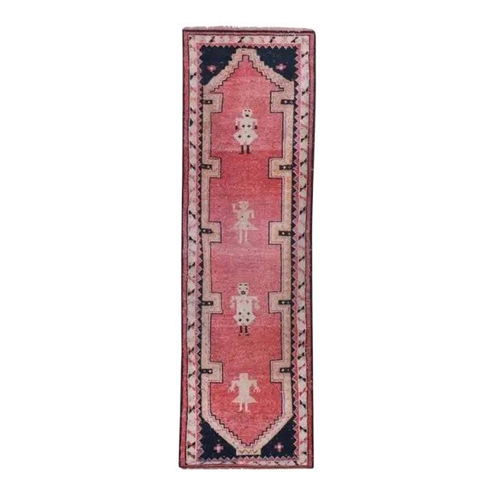 Vintage Turkish hallway rug 97x305 cm