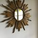Miroir soleil en bois doré - 80cm