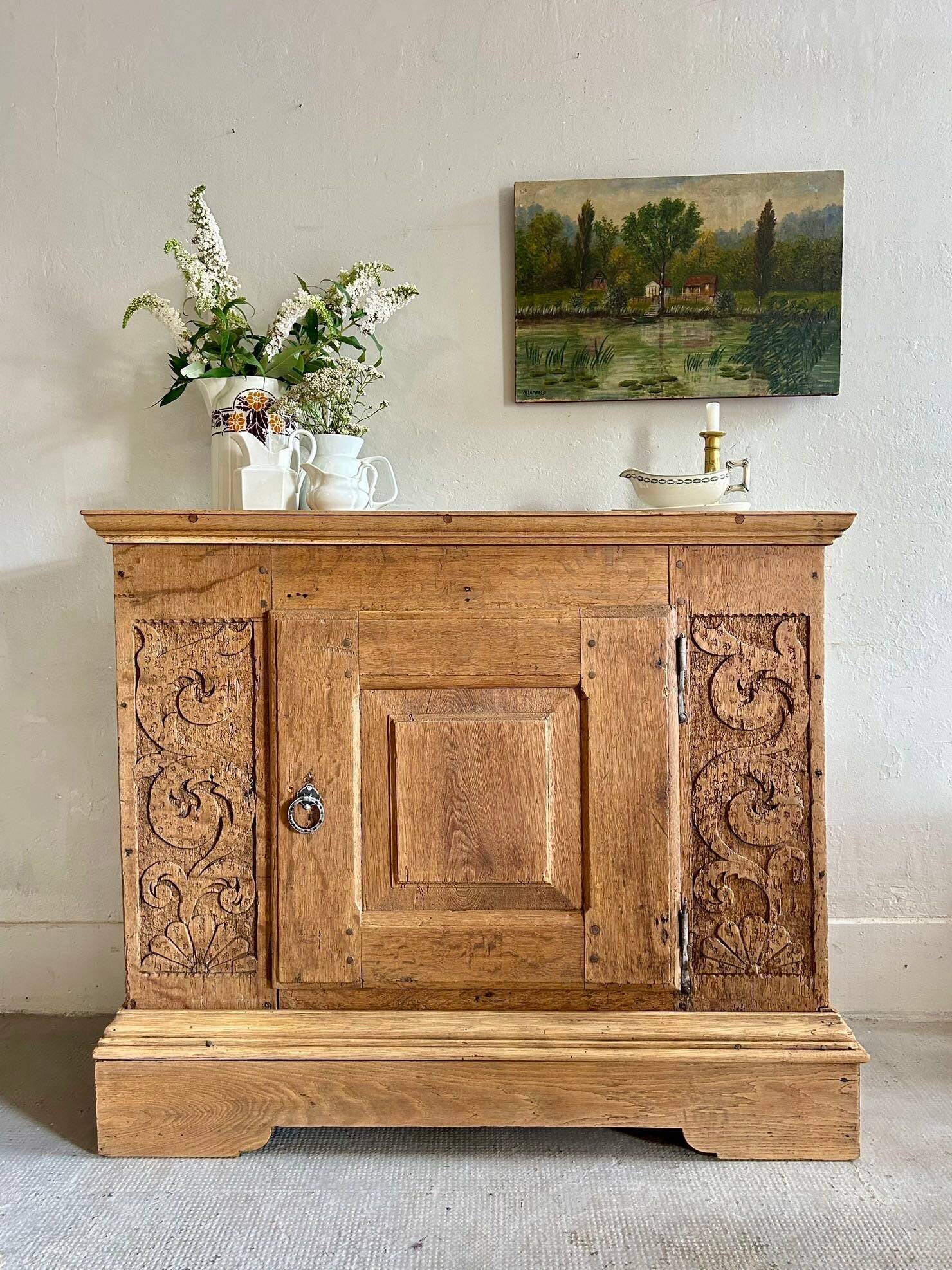 Antique carved oak sideboard